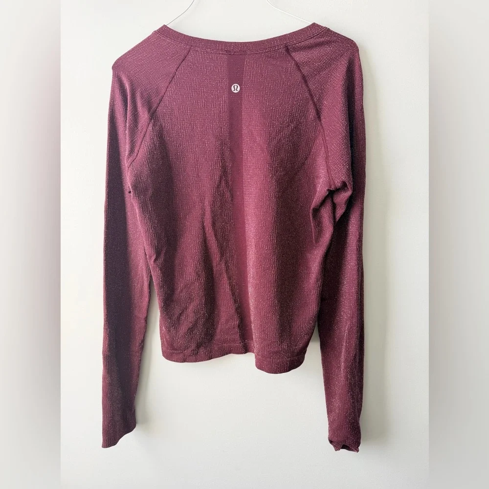 Lululemon Metallic Thread Burgundy Swiftly Long Sleeve - Picture 3 of 3